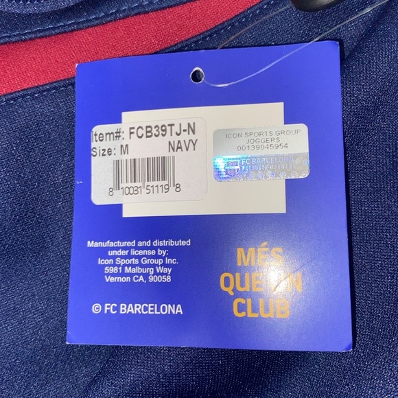 NWT FC Barcelona Large FCB Barca Full Zip Jacket Men's Sz M Blue Soccer Futbol - Picture 4 of 7